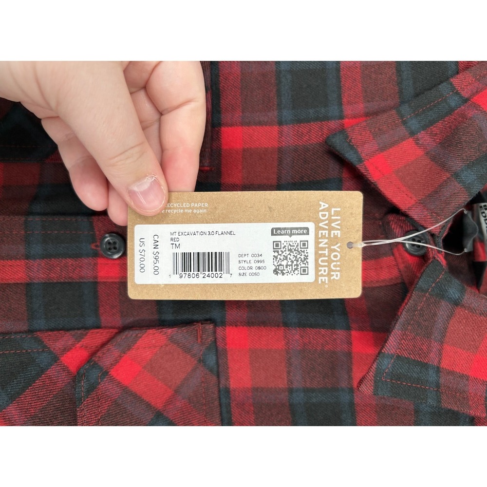 Eddie Bauer Excavation 3.0 Flannel Shirt Mens TM Medium Tall Red Plaid Button Up - Picture 3 of 11